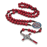 Terço São Bento Vermelho Madeira