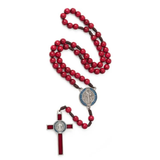 Terço São Bento Vermelho Madeira