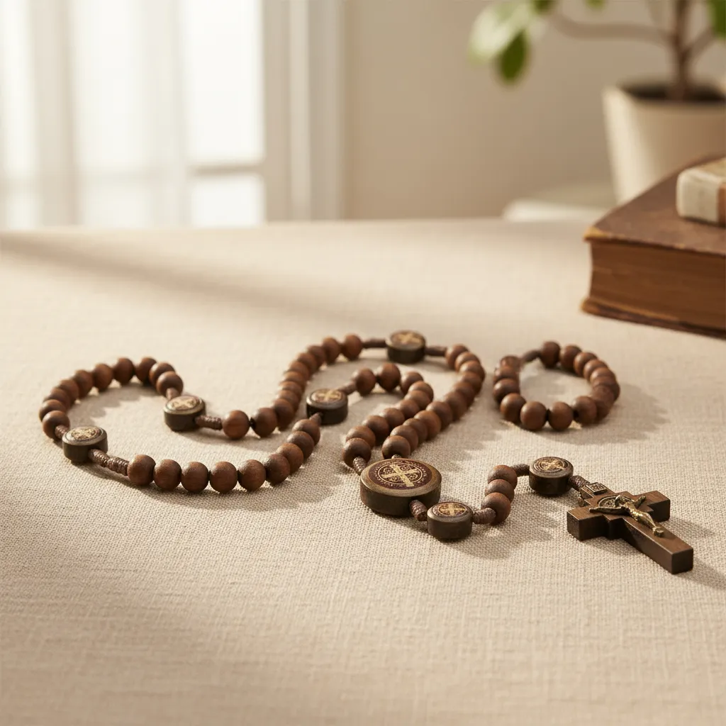 Terço São Bento Madeira Canela