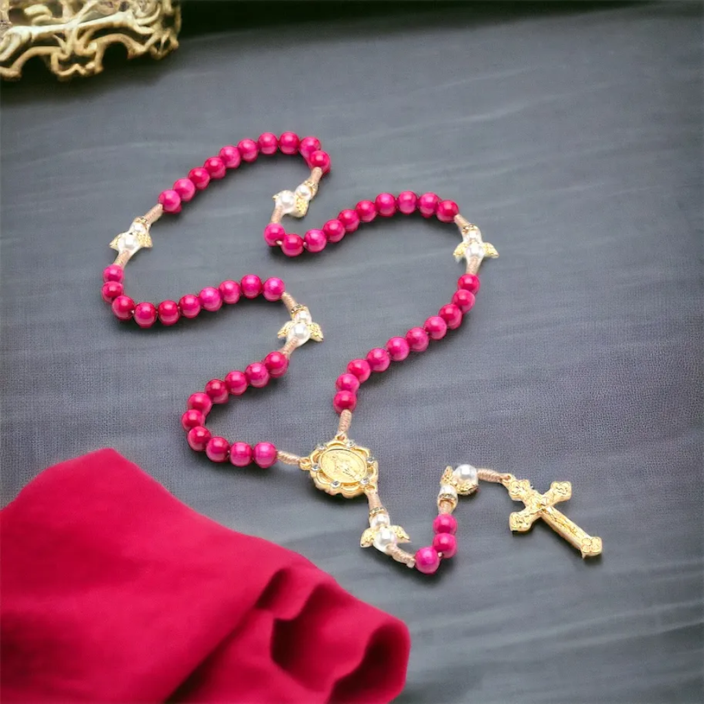Rosary of Our Lady of Grace, Angel Wing, Pink