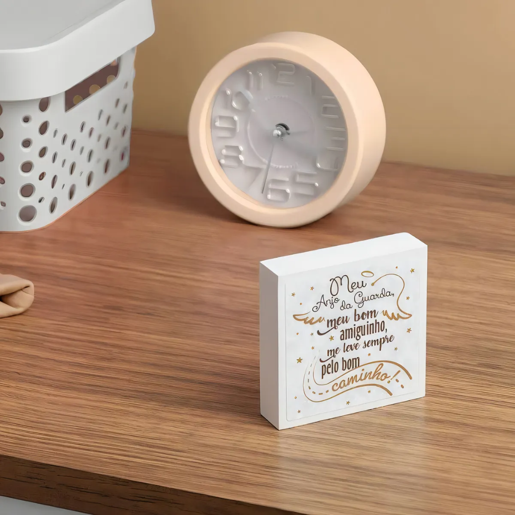 My Guardian Angel Children's Block, Wood, White