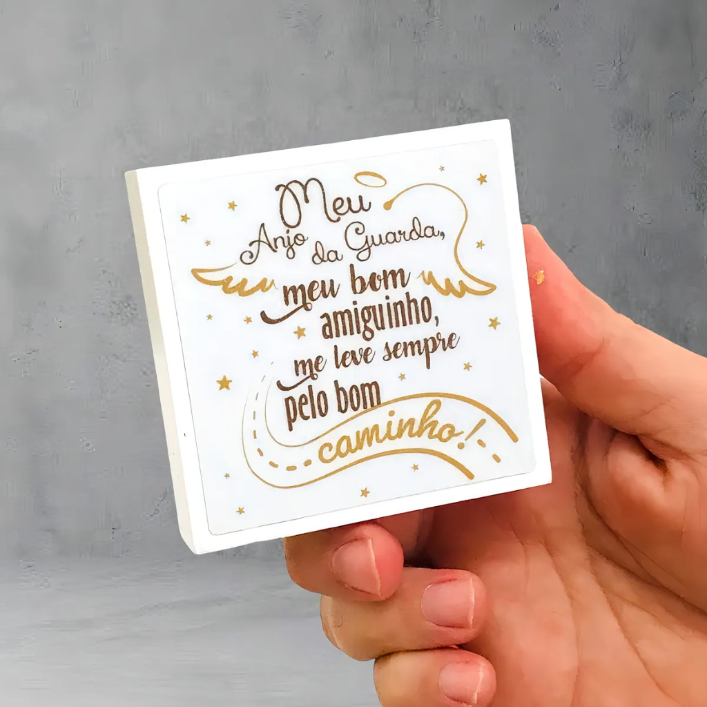 My Guardian Angel Children's Block, Wood, White