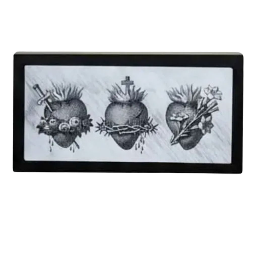 Sacred Hearts of Jesus, Mary, and Joseph Tabletop Block