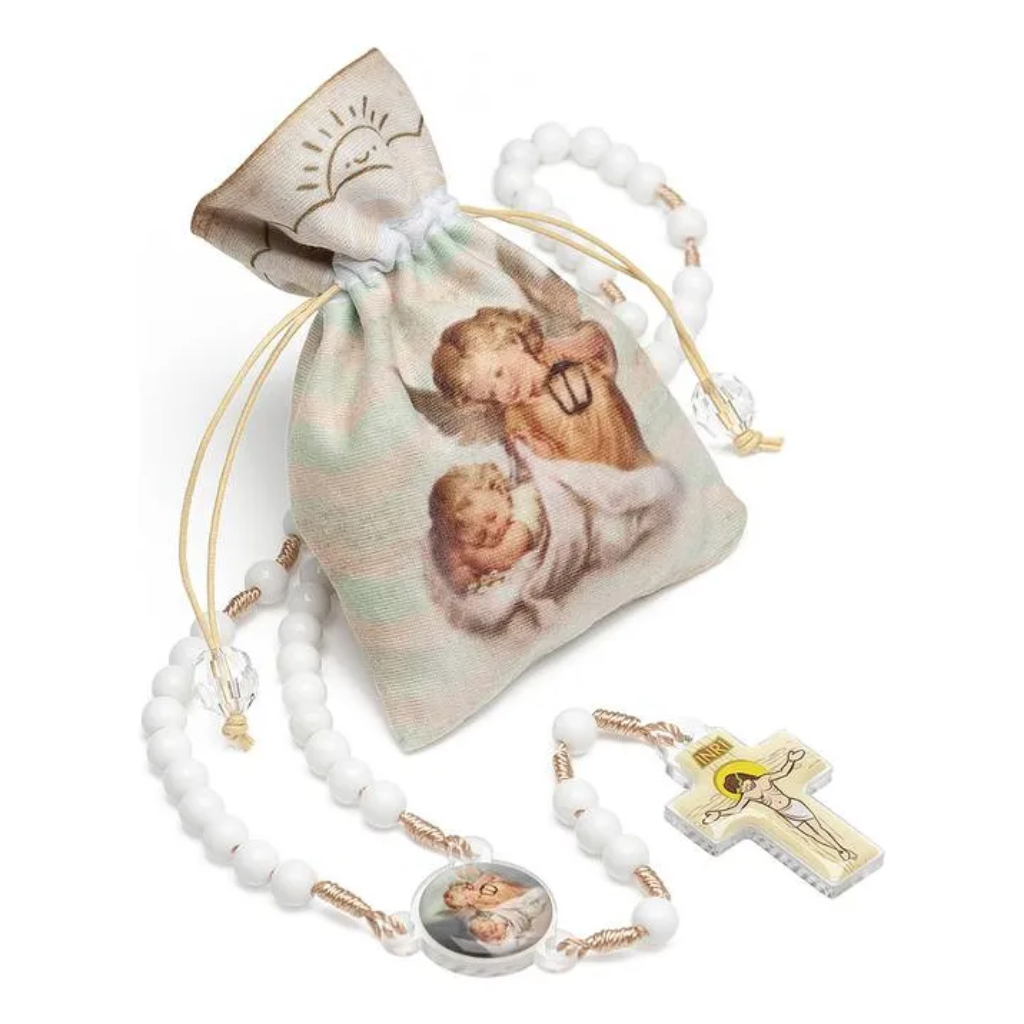 Terço Infantil Anjo Da Guarda Branco
