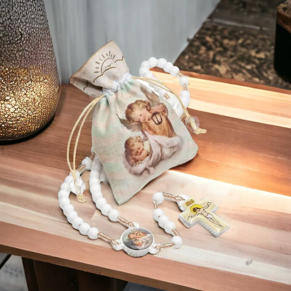 Terço Infantil Anjo Da Guarda Branco