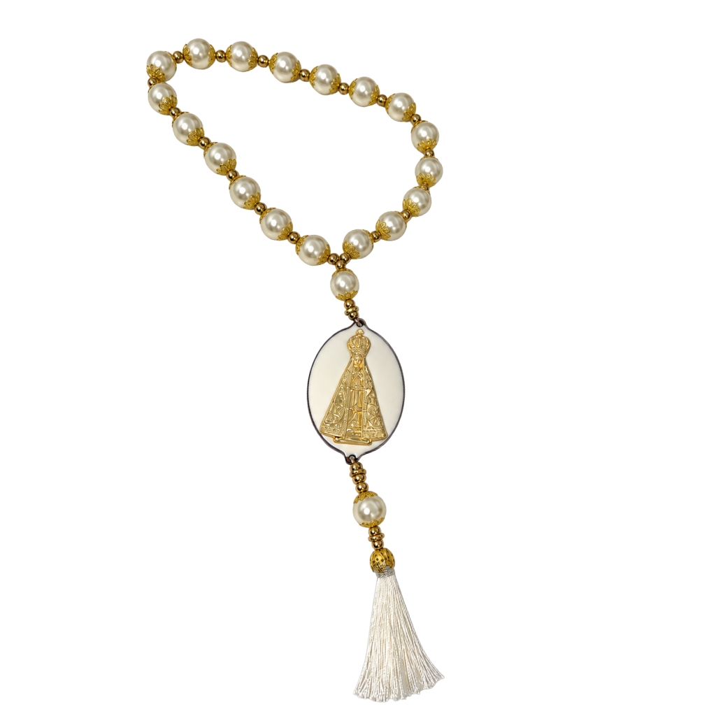 Colar de Mesa Nossa Senhora Aparecida com Pérolas