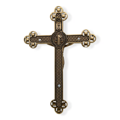 Cruz Decorativa Ouro Velho Batido 23,2 x 16 cm
