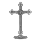 Crucifixo com a Medalha de São Bento Prata Velha 25cm Com Strass