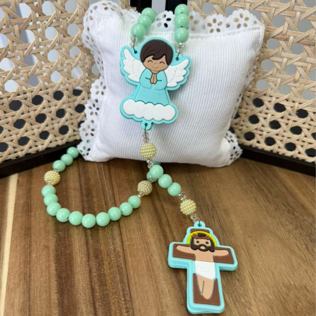 Terço Infantil Silicone Verde – Anjinho
