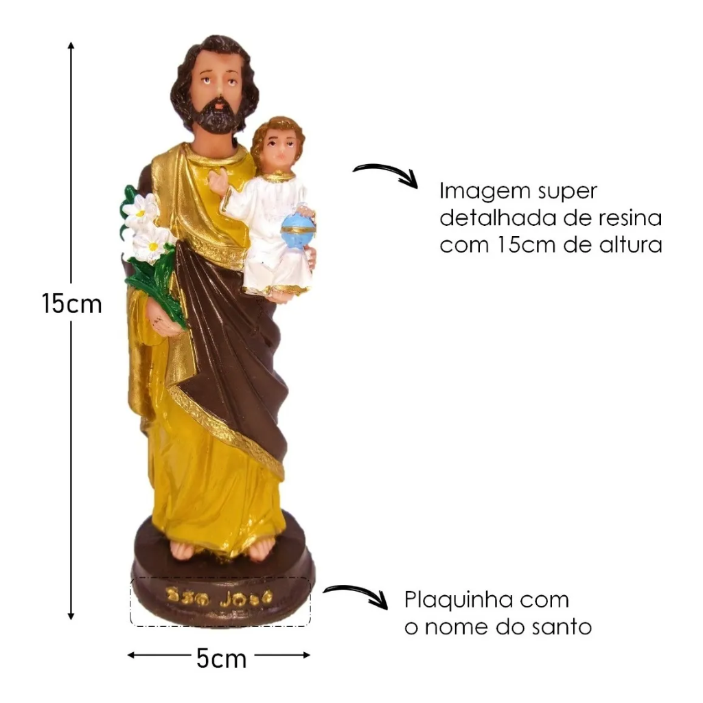 Imagem São José Resina 15cm + Oratório Com Luz