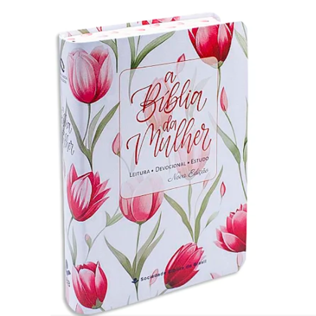 A Bíblia da Mulher NAA tamanho portátil capa Tulipa Rosa