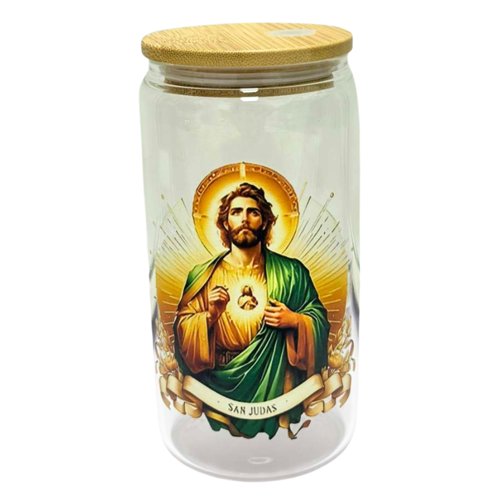 Copo de Vidro com Tampa de Bambu