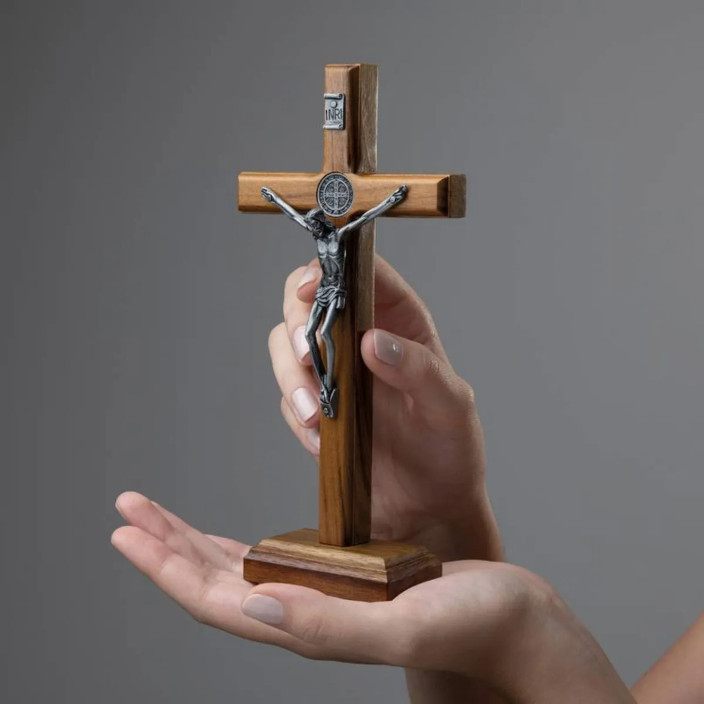 Crucifixo Madeira São Bento 19cm