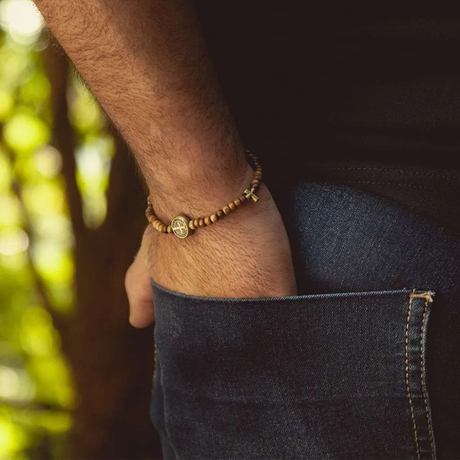 Pulseira Mini Terço Medalha De São Bento