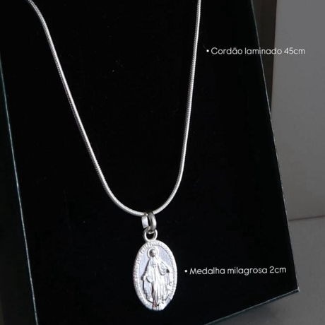 Colar Medalha Milagrosa – Cordão Laminado 45cm
