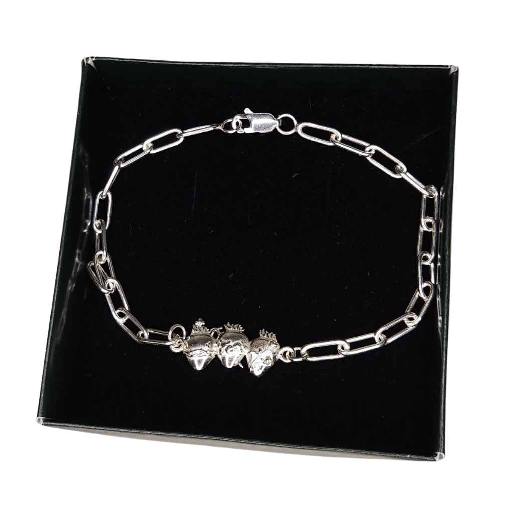 Pulseira Três Sagrados Corações – Prata 925