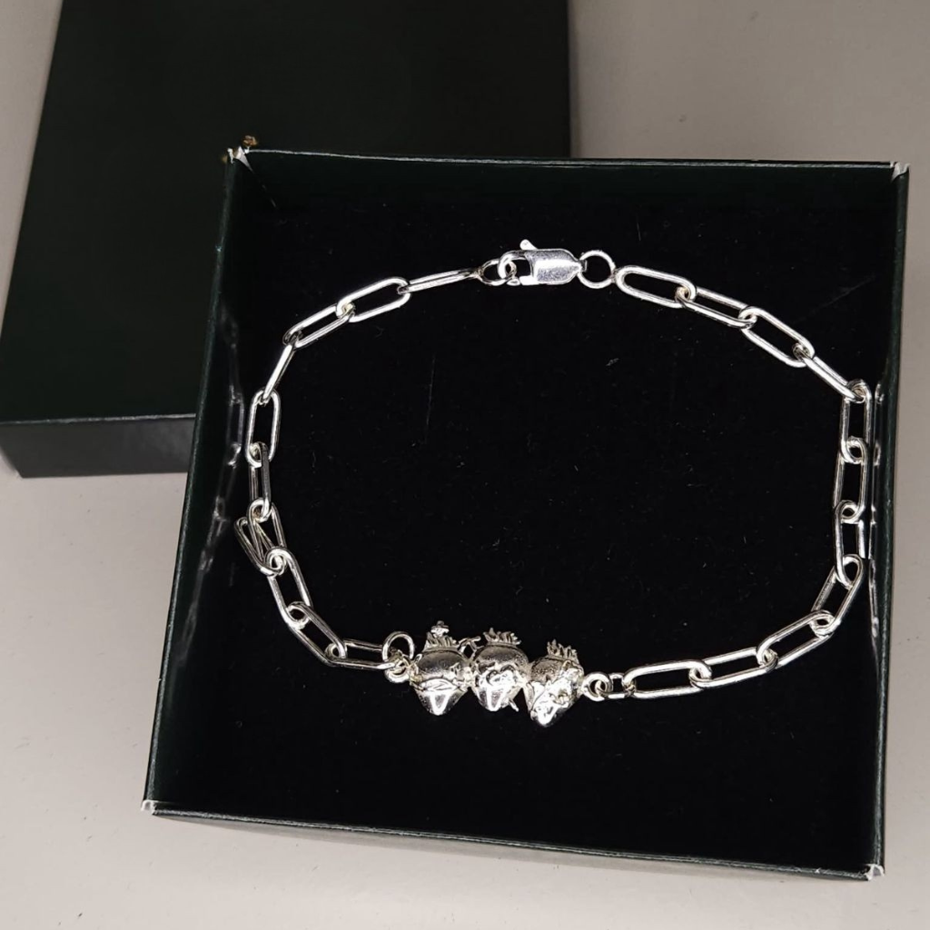 Pulseira Três Sagrados Corações – Prata 925