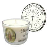 Vela Aromática Nossa Senhora das Lágrimas Copo de Vidro com Tampa