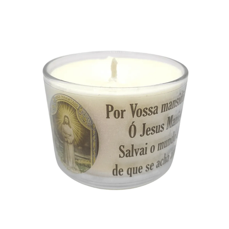 Vela Aromática Nossa Senhora das Lágrimas Copo de Vidro com Tampa