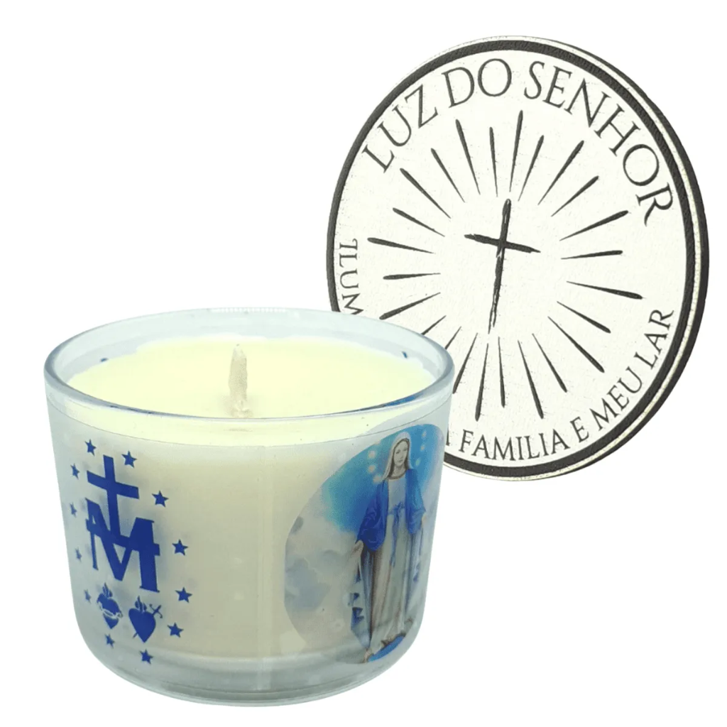 Vela Aromática de Nossa Senhora das Graças com Tampa Personalizada com Ímã