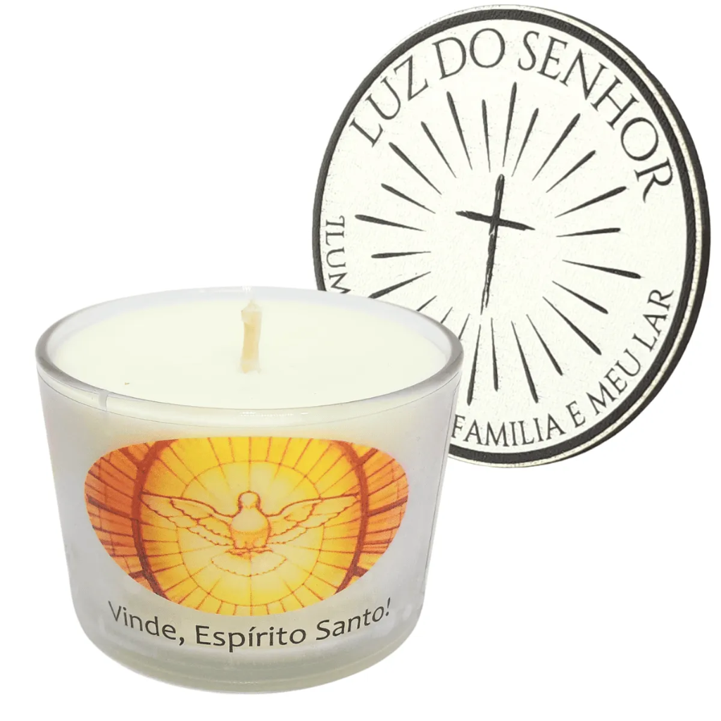 Vela Aromática Divino Espírito Santo Copo de Vidro com Tampa