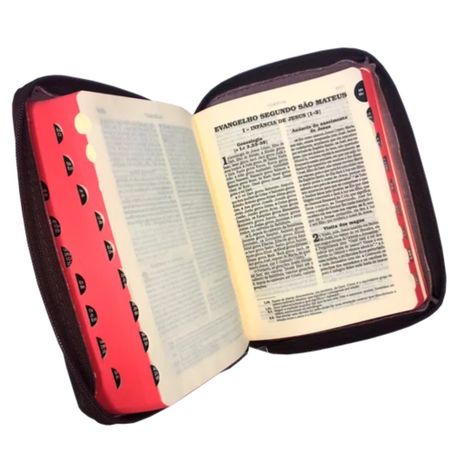 Biblia mediana con cremallera de color marrón