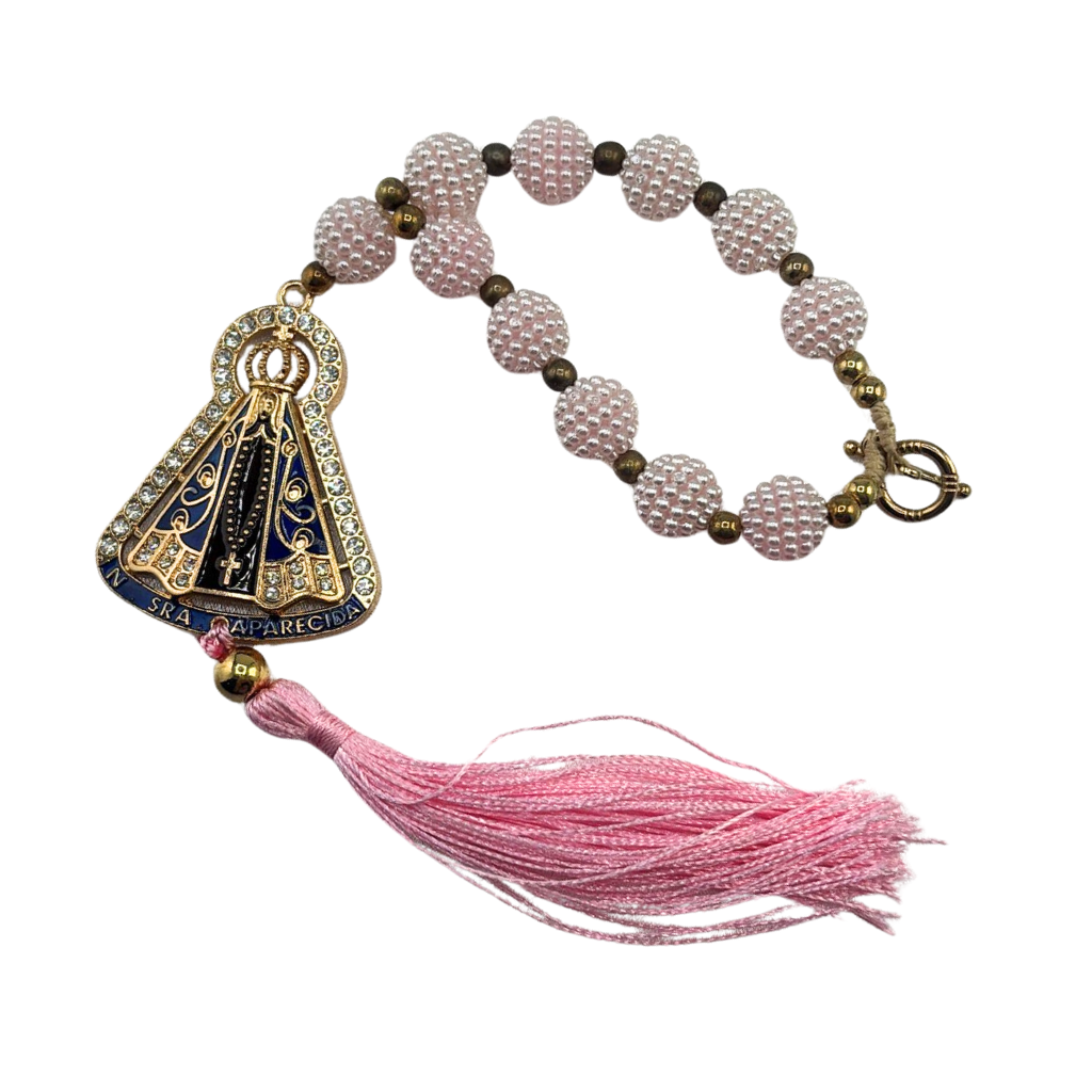 Our Lady of Aparecida Rosary, Pearl Iridescent - Pink