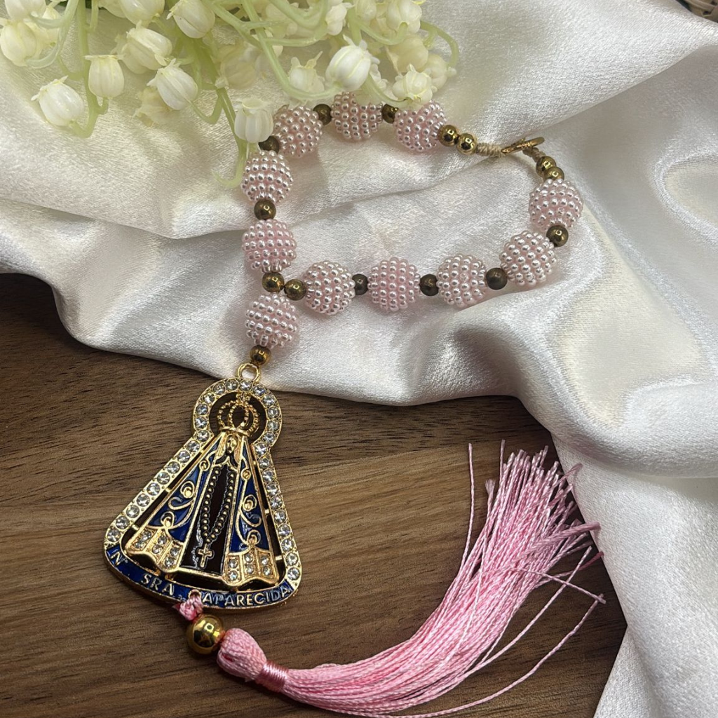 Our Lady of Aparecida Rosary, Pearl Iridescent - Pink