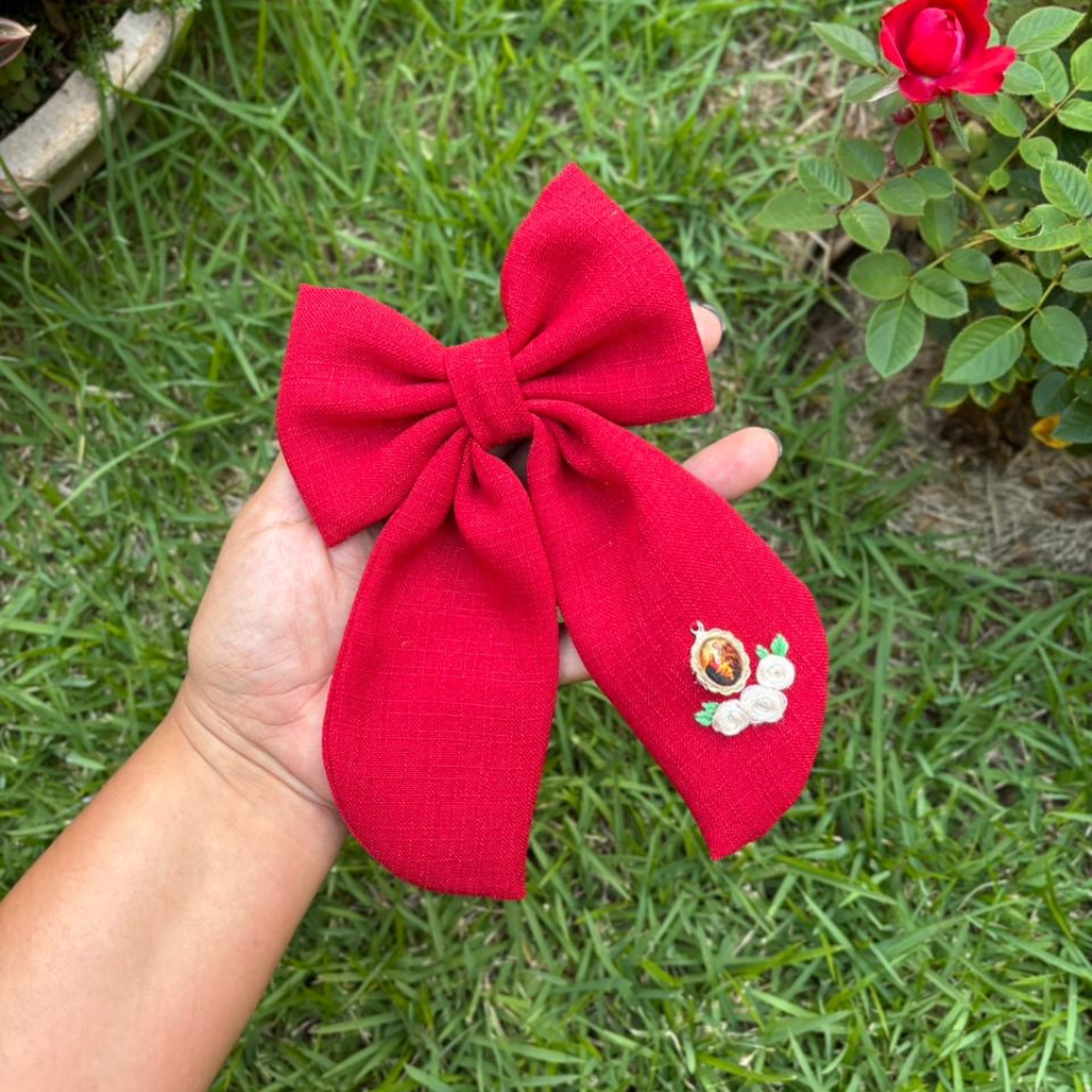 Holy Family Ribbon - Red with Small Medal