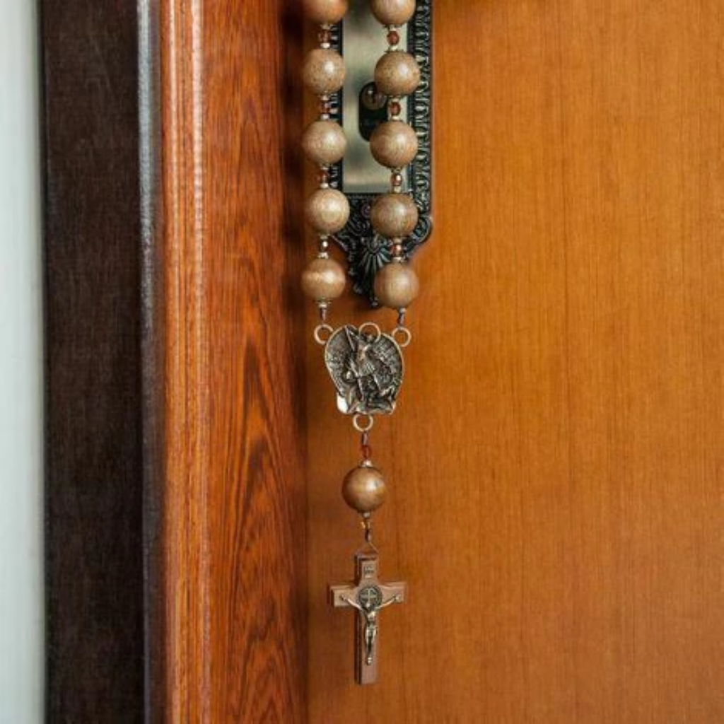 Saint Michael the Archangel Door Rosary, Imbuia Wood