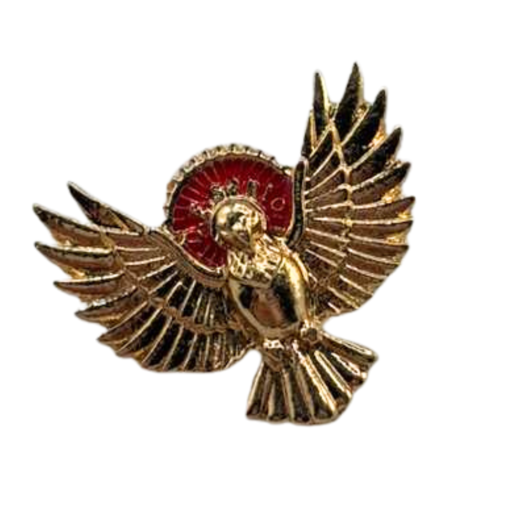 Broche dorado del Espíritu Santo