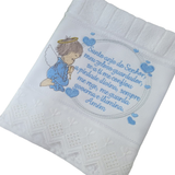 Blue guardian angel washcloth - bathroom
