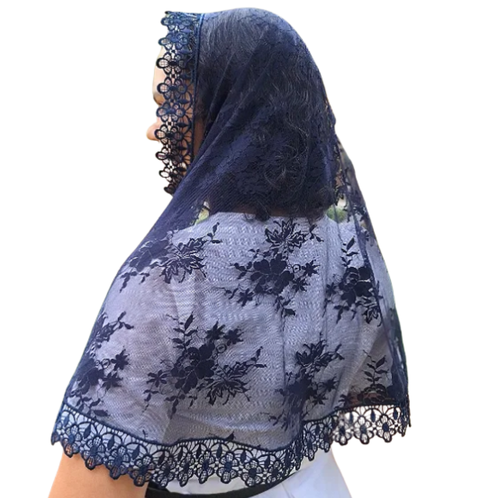 Véu Tradicional Guadalupe Azul Marinho