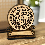 Mandala Medalha de São Bento em MDF com Base