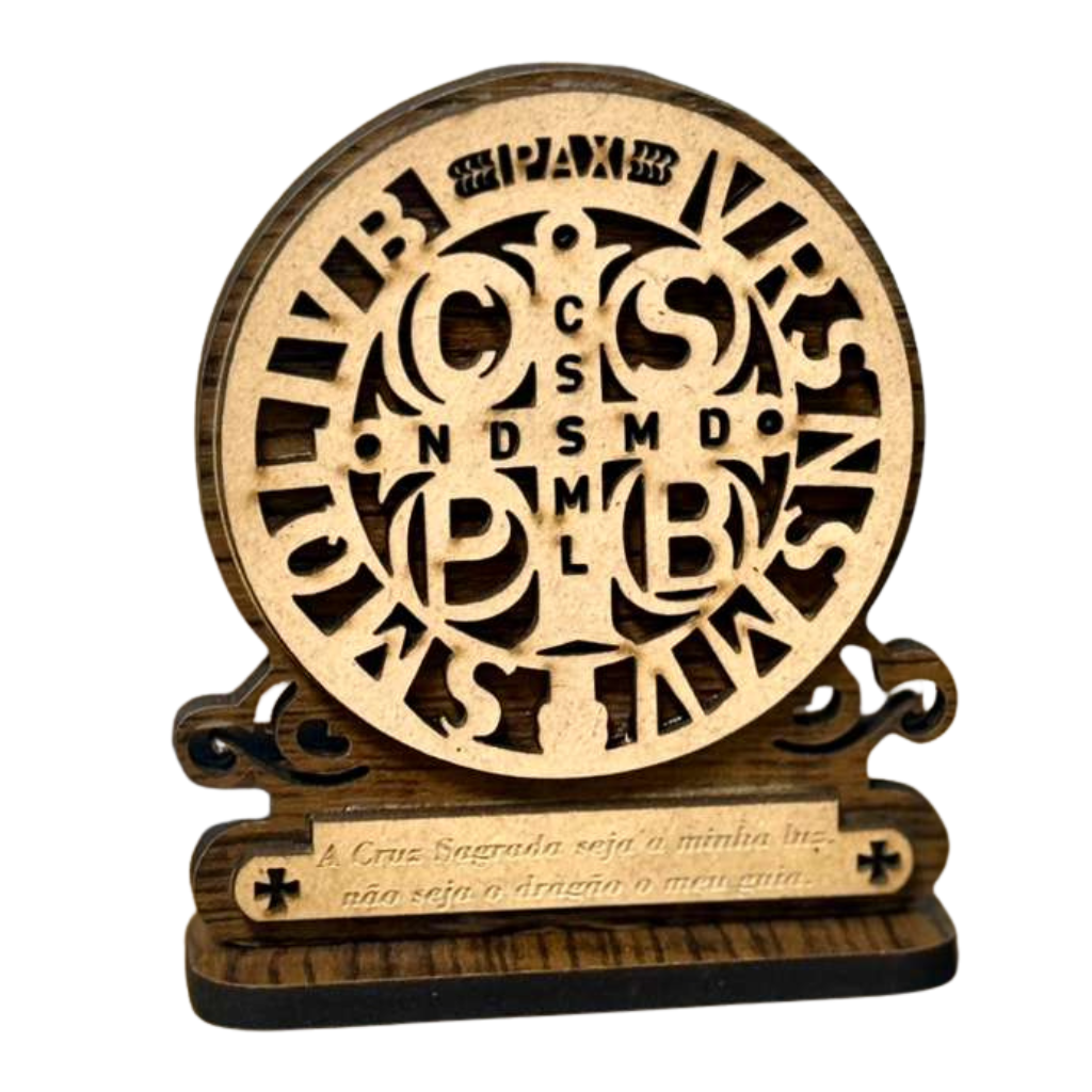 Mandala Medalha de São Bento em MDF com Base