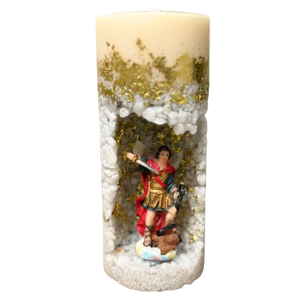 Vela Artesanal São Miguel Arcanjo – Com Pedras e Detalhes em Dourado