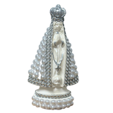 Nuestra Señora Aparecida Plata con perlas - 15cm