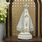 Nuestra Señora Aparecida Plata con perlas - 15cm