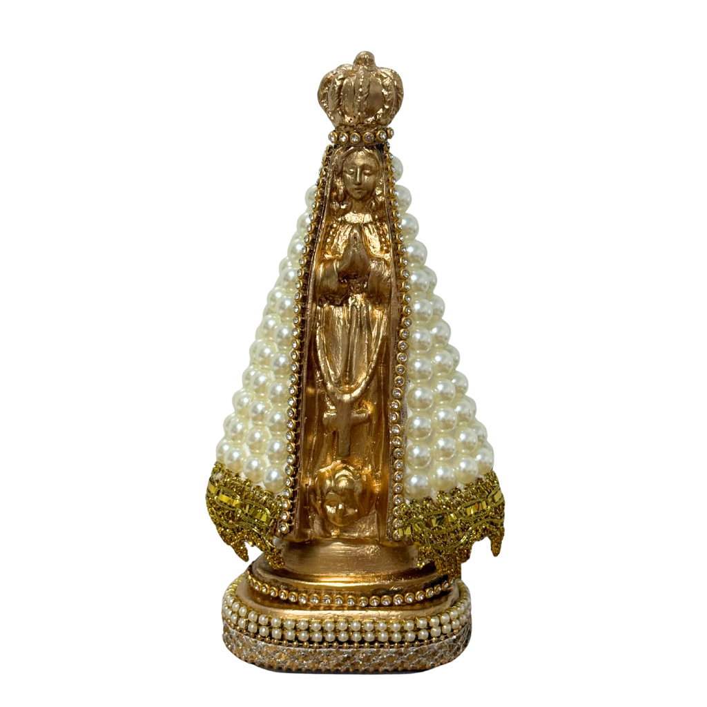 Nuestra Señora de Aparecida Dorada con Perlas - 17cm