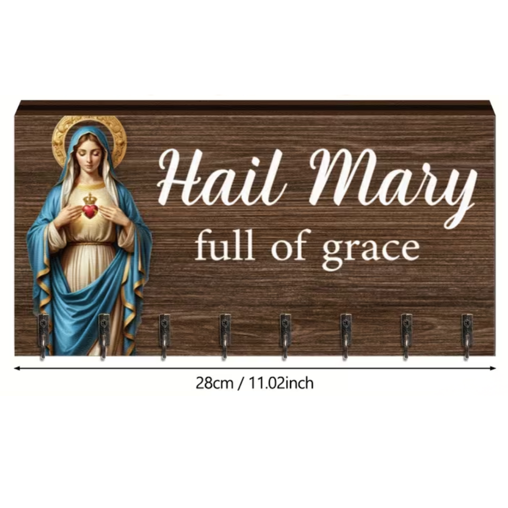 Hail Mary Rosary Holder - Wood