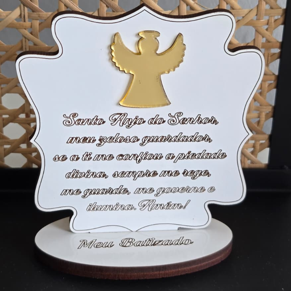 Plaquinha Oração do Santo Anjo – Meu Batizado