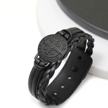 Pulseira Bracelete São Bento - Couro