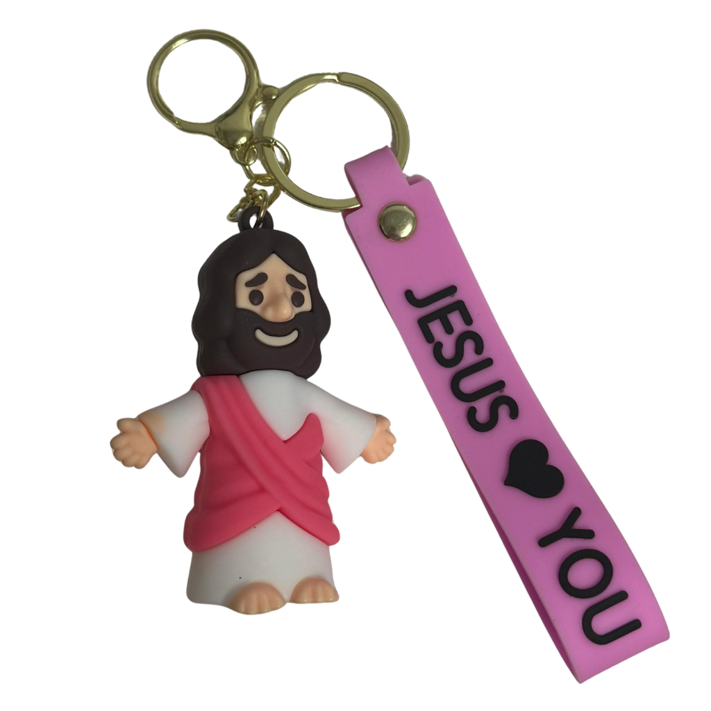 Chaveiro Jesus Loves You - Rosa