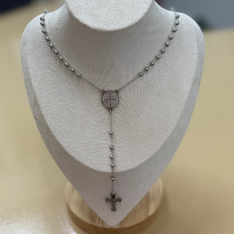 Terço em Aço Inox com Fecho - PRATA