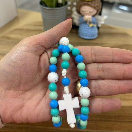 Silicone Teething Rosary - Blue