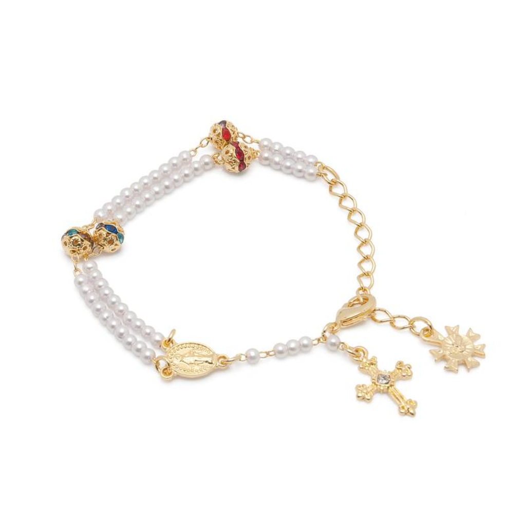 Pulseira terço  em pérola