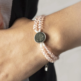 St. Benedict Pink Crystal Rosary Bracelet