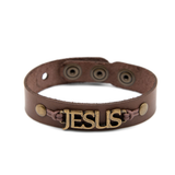 Pulsera de cuero marrón Jesús