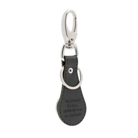 Black Leather St. Michael the Archangel Keychain