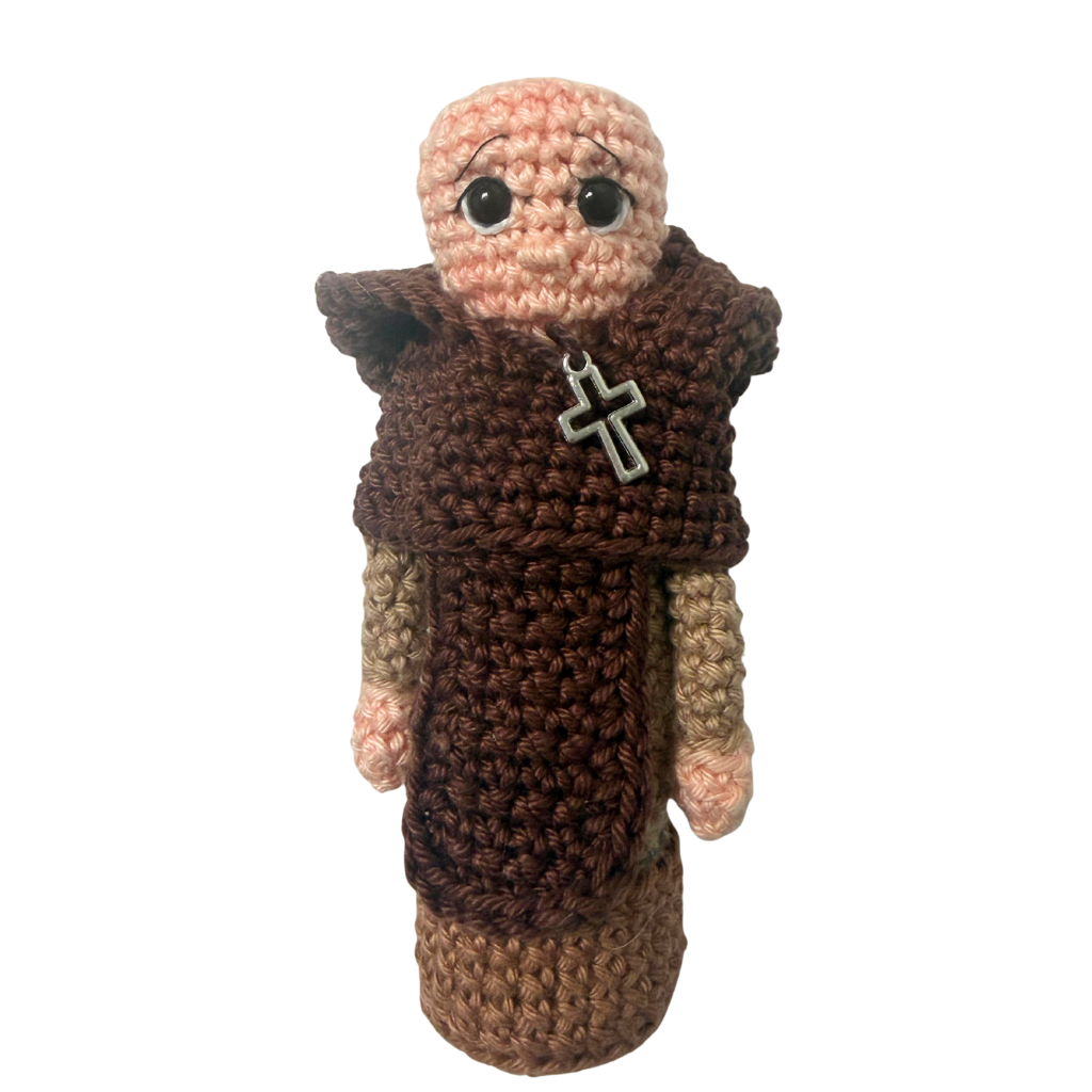 Friar Gilson in Crochet Rosary Holder
